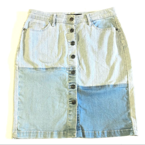Buffalo by David Bitton Patchwork Denim Skirt 27 - Picture 2 of 9